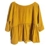Maeve Anthropologie Maria Corduroy Babydoll Button Back Blouse Size Medium Yellow Photo 3