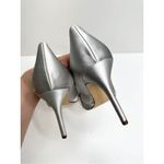 Nina  New York Pumps Size 8.5 Silver Satin‎ Leather Open Toe Evening Shoes Photo 6