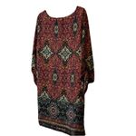 Bebop Dress Tunic Mini Retro 70s Boho Hippie XL Multicolor 3/4 Sleeve Tie # Photo 3