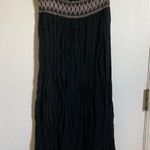 🌞American Rag Cie Black Halter Top Crinkle Body Embroidered Floral Maxi Dress Size L Photo 0