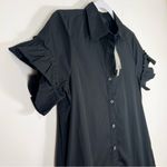 J.Crew  Amelia Cotton Poplin Shirt Dress in Black Size XXS Mini Ruffled Photo 5