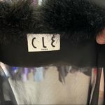 Y2K Faux Fur Collar Sheer Chiffon Tie Front Blouse Size Large Black Photo 4