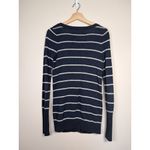 Hollister Women's Striped Y2K Cardigan Sweater M Navy Blue White Rabbit Hair Photo 3