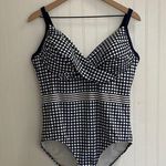Draper James X Lands’ End Tummy Control Wrap One Piece Swimsuit Navy Size 14 Photo 0