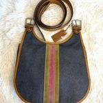 Coach y2k Vintage Denim Suede Striped Crossbody Shoulder Bag Photo 0