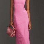 Anthropologie NWT Maeve Dafni Cutout Linen Midi Dress Medium Pink Red Photo 0