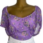 Curvy Plus! Love, Fire Size 2X XXL Purple Floral Sweetheart Top Cropped Ruched Photo 0