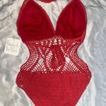 Beauty And The Beach NWT hot pink crochet one piece bathing suit Photo 6