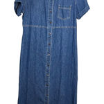 Bobbie Brooks Vintage Denim Maxi Dress Size L Snap Short Sleeve Roll Tab Midi Blue Size L Photo 0