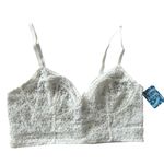 Free People  Women’s S Lele Lace Up Corset‎ Bra Crop Top White Lace Coquette New Photo 2