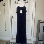 Anthropologie Bhldn Navy sleeveless ruffle gown maxi dress prom wedding guest 8 Photo 2