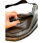 Vintage Black Leather Fanny Pack With Adjustable Strap & Multiple Zippered Pocke Black Photo 7