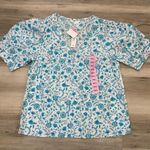 Draper James  NWT size small Vneck Puff Sleeve Floral top Photo 0