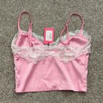 Edikted NWT Pink  Brandi Lace Trim Satin Tank Top Photo 5