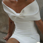 Meshki  Gwyneth Off-Shoulder Bow Dress Mini White Photo 0