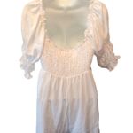 Le lis Collection MANDY BABYDOLL ROMPER Sz. M White Romantic Smocked Back Sexy Photo 2