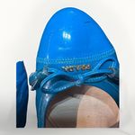 Prada  37 Ballet Flats Blue Leather Lined Foldable Slip On Travel Gold Name Logos Photo 13