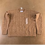Old Navy Light Brown Cable Knit Crewneck Sweater | Size Medium Photo 7