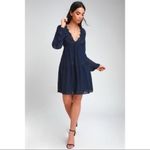 Lulus lulu’s wistful moments lace swiss dot dress navy NWT Photo 6