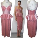 New York & Co. Velvet Mauve Pink Peplum Midi Dress Ruffle Waist Small Photo 1