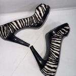 Ann Taylor Vintage Y2K Pumps Zebra Print Calf Hair Black Peep Toe High Heels 8.5 Photo 8