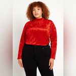 Eloquii NEW  Crushed‎ Velvet Mock Neck Top in red, 14/16 Photo 1