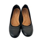 Clarks  Collection Black Leather Meadow Opal Flats Ballet Shoes Sz 10 Photo 2