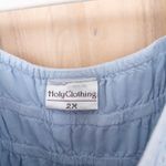 Holy Clothing Womens Maxi Dress Size 2X Blue Chambray Embroidered Boho Romantic Photo 2