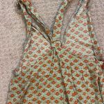 Boutique  Boho Green & Orange Floral V-Neck Racerback Jumpsuit Photo 6