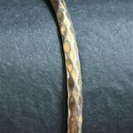 Women’s vintage unique textured two tone dainty bangle‎ bracelet one size Gold Photo 2