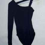 Topshop Women’s  Black ribbed one shoulder bodysuit Photo 1