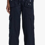 Free People  Tahiti Cargo Navy Military Cotton Drawstring Utility Pants Medium Photo 0