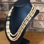 Mid Century Western Germany triple strand Carmel beaded gold tone clasp necklace Photo 3