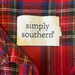 Simply Southern  Dress Tunic M/L Red and Blue Plaid Button Down Shirt Dress Photo 1