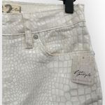 Free People White Crocodile-Embossed Straight Leg Jeans Women's Size 32 Photo 9