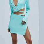 For Love & Lemons  Aqua Blue Satin Marie Mini Skirt Photo 0