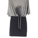 Black Halo  Gwen Blouson Tie Back Mini Dress Gray Black Size XS Photo 8