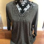 DKNY Jeans Grey-Green V-Neck 3/4 Sleeve Top Size M Photo 0