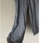 Briggs Linen Blend Striped Wide Leg Pants Size Medium Coastal Beachy Boho Blue Photo 3
