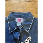 Keren Hart Denim Shirt Women Size Small Embroidered‎ Long Sleeve Safari Read Blue Photo 11