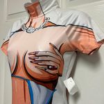 Jireh Body Art Print Turtleneck Short Sleeve Bodycon Mini Dress Photo 4