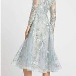 Mac Duggal Sequin Embellished Floral Lace V-Neck Long Sheer Sleeve Dress NEW Photo 0