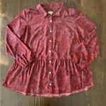 LOGO By Lori Goldstein LOGO Lori Goldstein Blouse Stretch Woven Button Women's Mosaic Red Stretch Photo 0