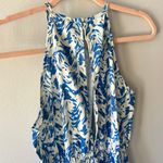 Blue Allover Print Halter Neck Romper Size Small/4 Photo 15