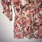 En Crême En Creme Top Pink Coral & Cream Floral & Lace Tie Back Blouse Sz S NWT Photo 3