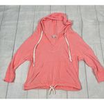 American Eagle  Women's Neon Peach Orange 3/4 Sleeve V Neck Pullover Hoodie S Photo 5