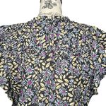 Joie  SMALL Isa Reut Ruffled Embroidery Dot Smocked Floral Blouse - Caviar Multi Photo 8