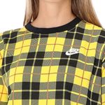 Nike NWOT Sweatshirt Womens Sz Md Crewneck Plaid Yellow Black Embroidered Swoosh Photo 1