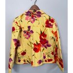 Chicos Design Floral Denim Jacket Size 1 (US M) Yellow Purple Red Embellished Size M Photo 5