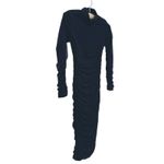 Ruched Long Sleeve Turtleneck Midi Dress Small Black Cocktail Evening Event Glam Photo 3